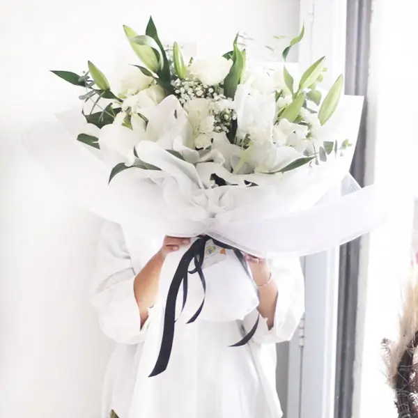 buket bunga putih yang cantik