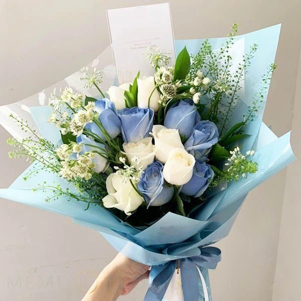 Buket Mawar Biru Blossom Aquamarine