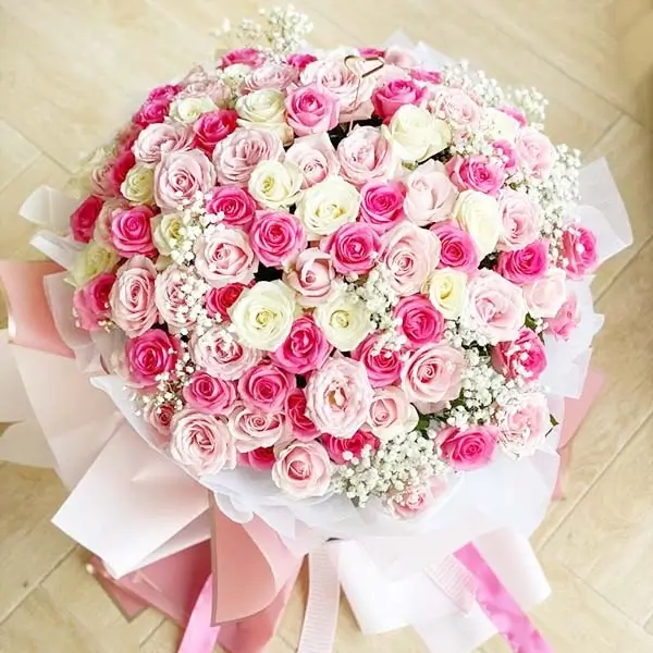 buket mawar soft pink