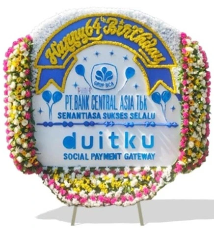 arangan bunga untuk ucapan selamat, duka cita, pernikahan, ulang tahun, wisuda, atau acara lainnya.