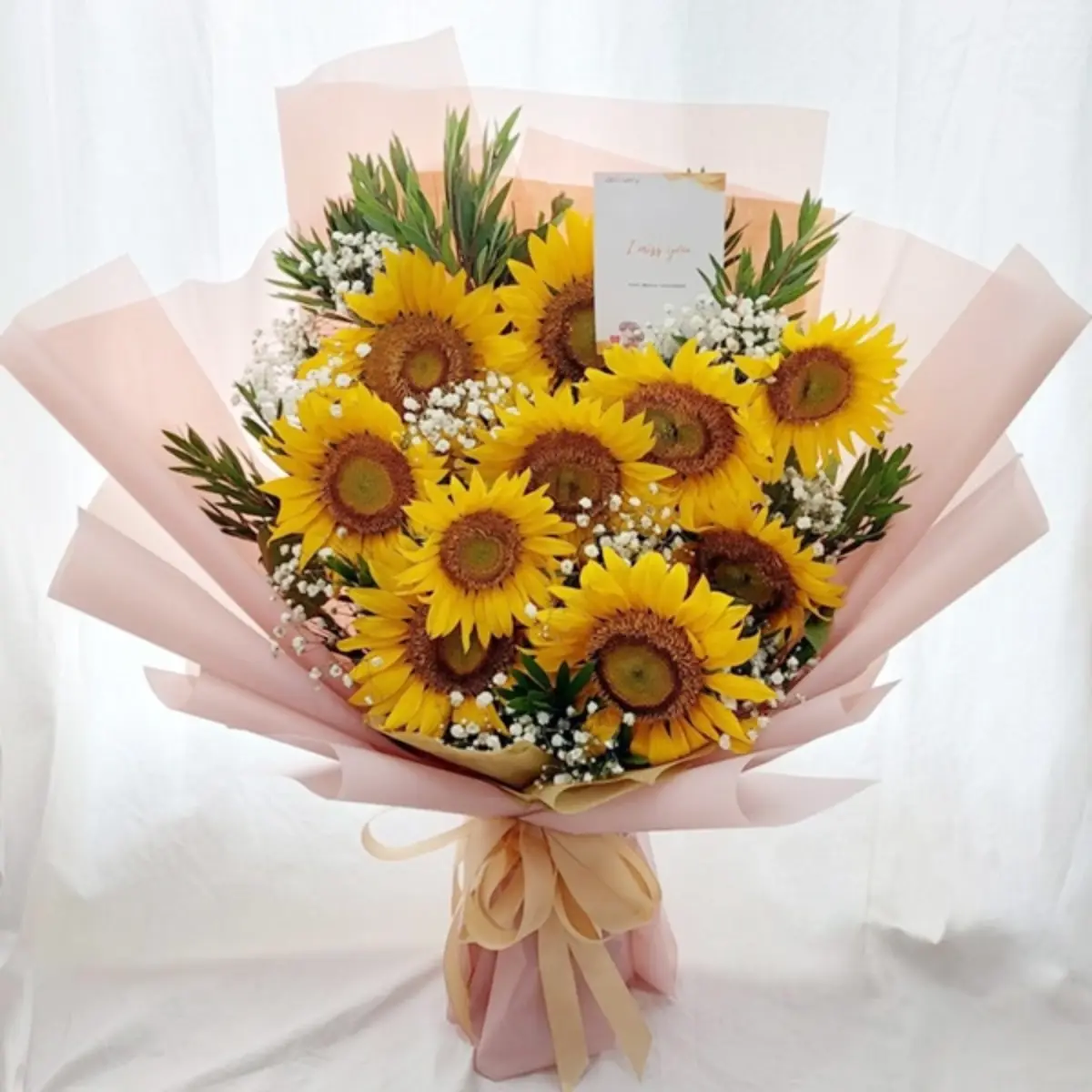 Buket bunga Sweet Lady dengan bunga matahari yang dapat memberikan energi positif