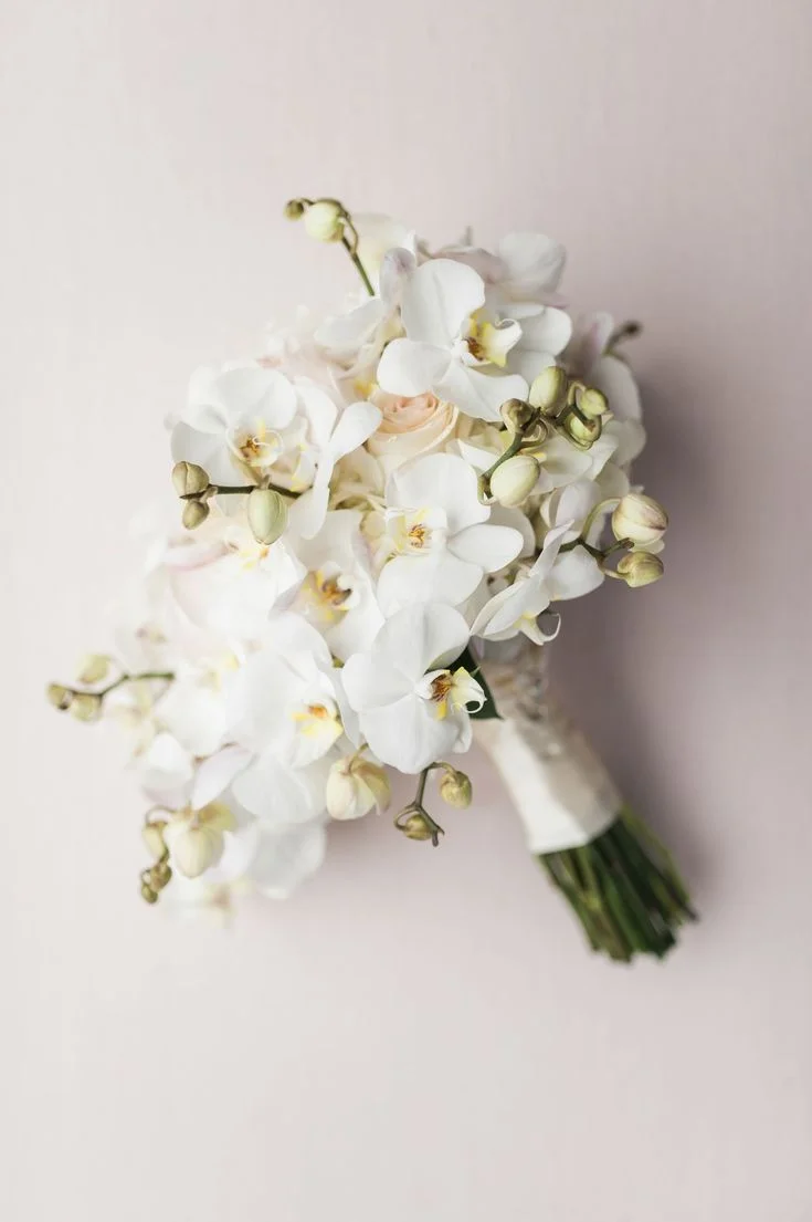 Modern All-White Orchid Bouquet