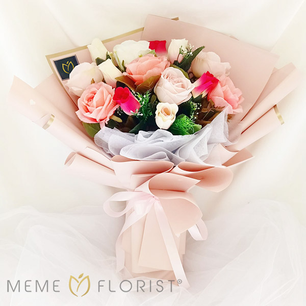 Jual Hand Bouquet Pastel Garden Artificial Flower