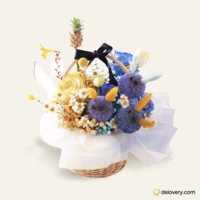 Blue Basket Dried Flower