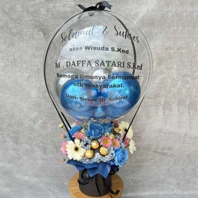 Blue Blooms Box with Balloon