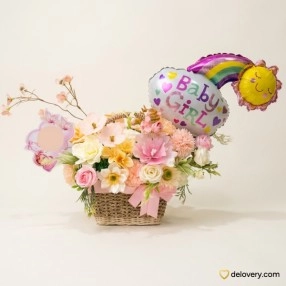 Blush Rainbow Basket (Artificial)