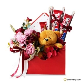 Choco Bear Love Letter -Artificial Flower