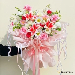 Coquette Rosy Bloom Bouquet (Artificial)