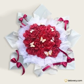 Crimson Flutter Bloom (15 stems- Satin)