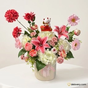 Crimson Lily Bloom Box (Artificial)
