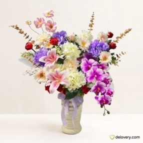 Orchid & Lily Grand Vase (Artificial)