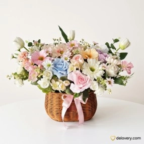 Pastel Hydrangea Basket (Artificial)