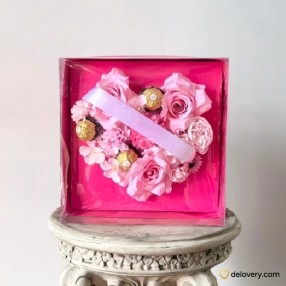 Pink Rose Heart Frame (Artificial)