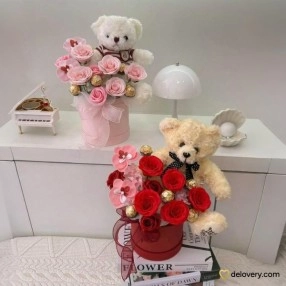 Rosie Bear & Bloom Box (Soap Flower)