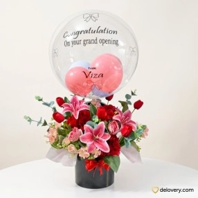 Scarlet Lily Balloon Box (Artificial)