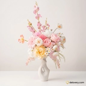 Soft Peach Blossom Vase (Artificial)