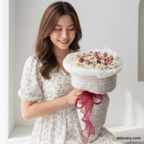 Strawberry Whimsy (with Artificial Flower)